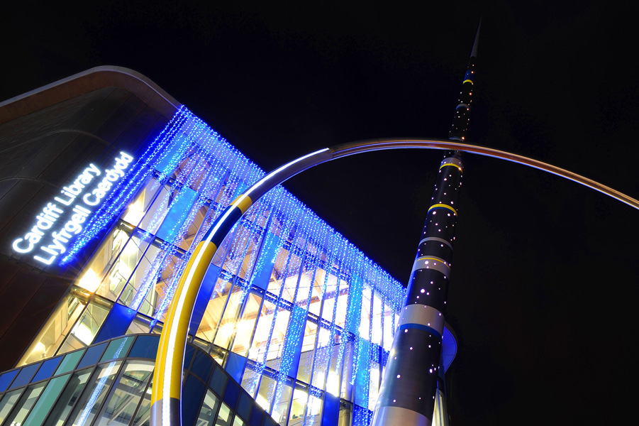 New sculpture outside Cardiff Central Library for the Western Mail