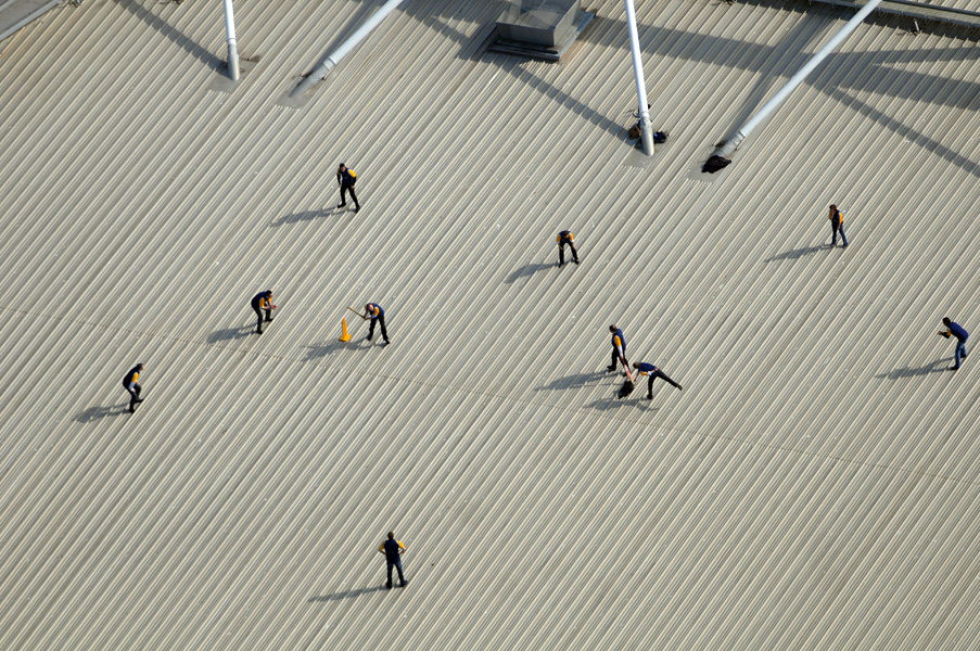 Cricket on the Millennium Stadium roof to promote the 1st Ashes Test for Cardiff & Co