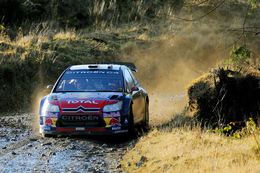 World Champion Sebastien Loeb driving in the Wales Rally GB, 2008