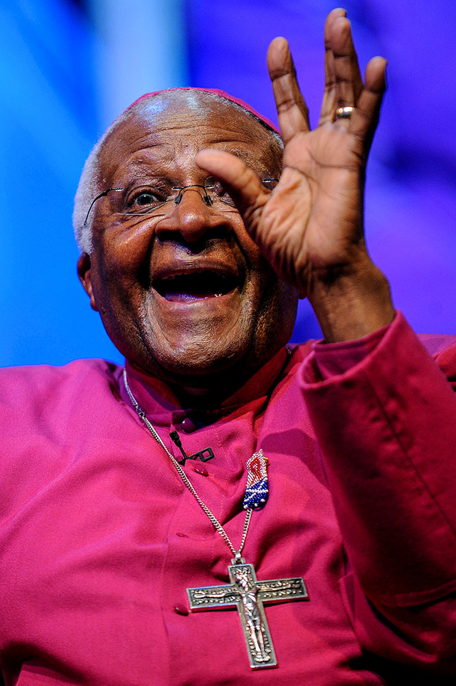 Desmond Tutu speaking at the Hay Festival, Hay-on-Wye, 2009